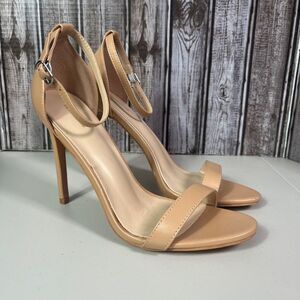 PrettyLittleThing Women’s Heeled Sandals Heels Pumps Beige Faux Leather size 7